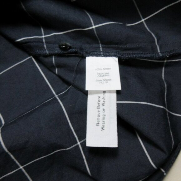 MadeWell womens navy gray Windowpane plaid bell sleeve button top L g0386 - Picture 5 of 5
